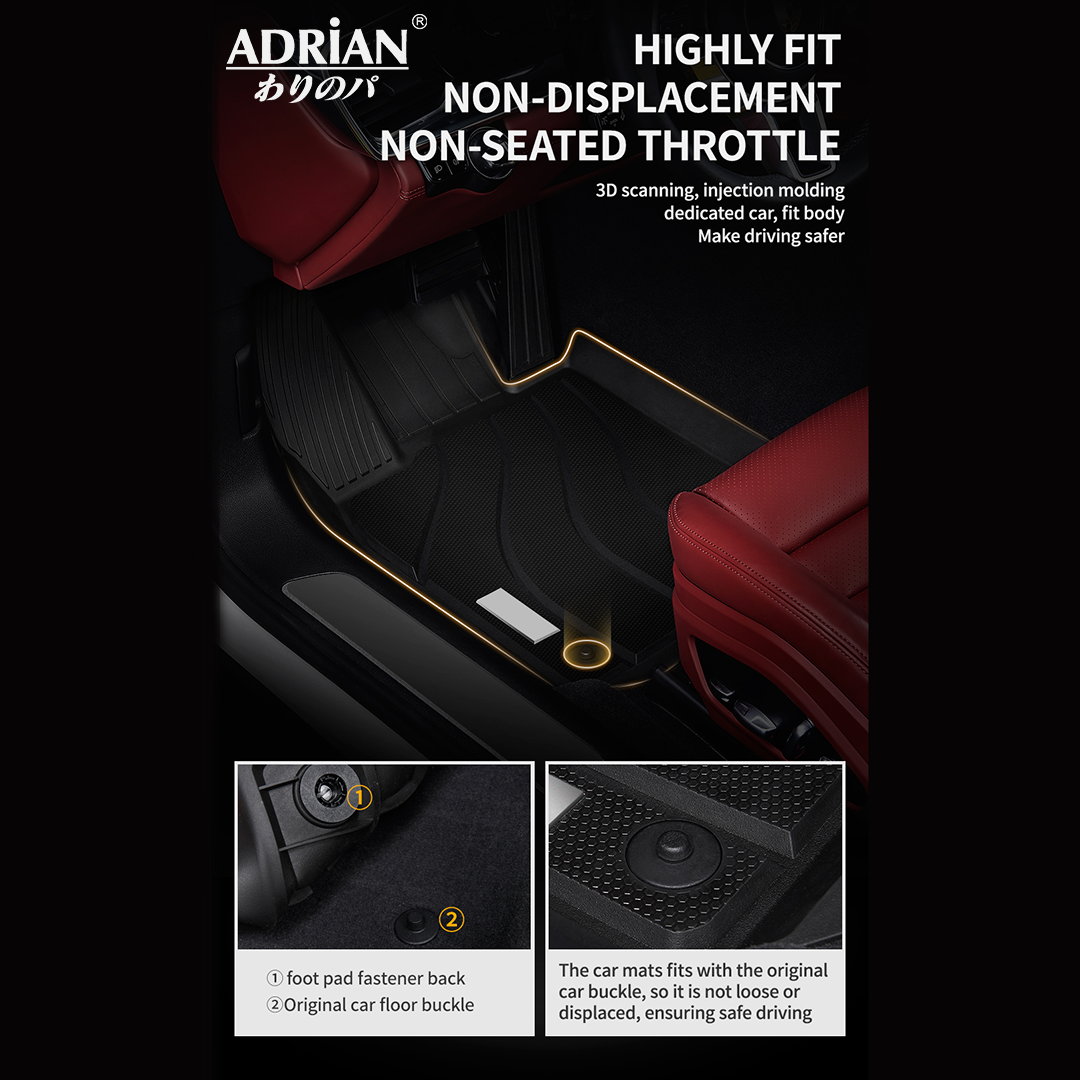 Custom 3D All-Weather Floor Mats For Porsche Macan (2015-2025) - Black TPE Liners, 1st & 2nd Row Set - View #6
